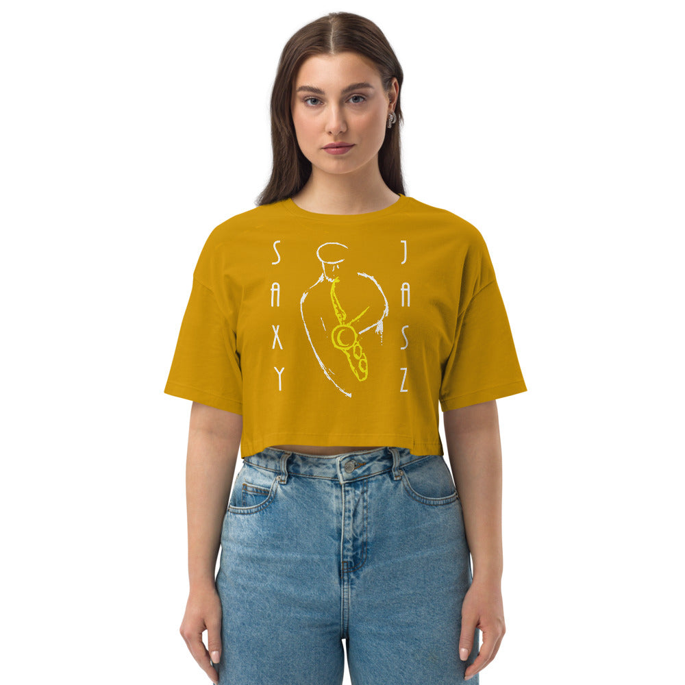 Loose drop shoulder crop top