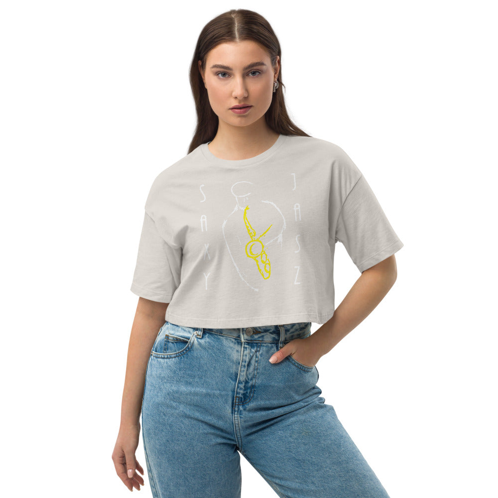 Loose drop shoulder crop top